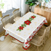 Aperturee - Pine Branches Red Poinsettia Christmas Tablecloth